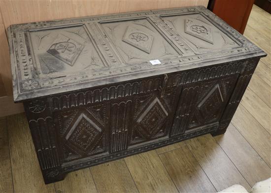 A 19th century oak coffer, W.115cm